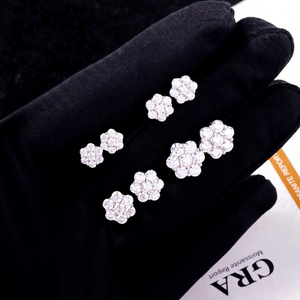 VVS Moissanite GRA certificate Flower <b>Stud</b> <b>Earrings</b> 100% Pass Diamond Tester Hip Hop 925 <b>Silver</b> 18K Gold Plated jewelry <b>earrings</b> - Product Image 1