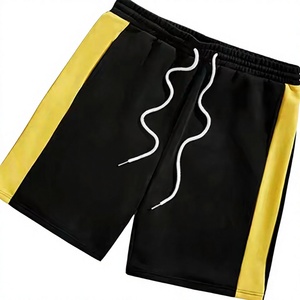 Ensemble T-shirt et short sportif à séchage rapide pour homme, tenue décontractée d'été, noir et jaune, tricoté 100% coton, sérigraphie sans couture - Product Image 2