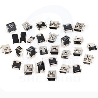 Micro USB 5 pines hembra 0,8mm Mike avellanado tipo B conector USB de boca plana