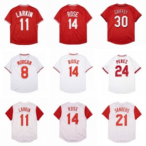 Camisetas de Béisbol Retro para Hombre, Versión Nostálgica, Bordadas, Barry Larkin, Deion Sanders, Griffey Jr., Joe <span class=keywords><strong>Morgan</strong></span>, Rose, Tallas S-3XL - Product Image 1
