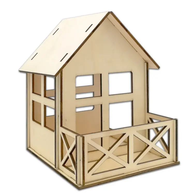 गर्म बिक्री लकड़ी के निर्माण शिल्प उत्पाद DIY इकट्ठा 3D लकड़ी पहेली घर किट