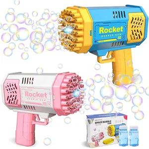 40 hole space bubble gun summer outdoor double bubble guns for children party gifts pink blue