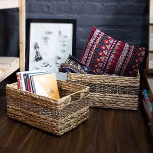 Panier de rangement tissé en jacinthe d'eau rectangulaire écologique de haute qualité directement du Vietnam pour les organisateurs de garde-manger - Product Image 5