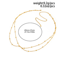 Chaînes de taille superposées en acier inoxydable avec perles croisées pour femmes, bijoux de corps tendance pour l'été, chaîne de ventre, accessoires de bikini