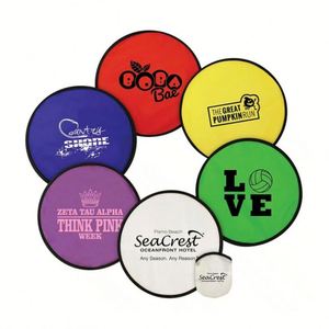 Éventail rond pliable personnalisé imprimé, disque volant en nylon flexible avec pochette assortie pour promotion estivale - Product Image 1