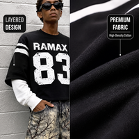 RAMAX T-shirt deux pièces oversize à épaules tombantes, streetwear, t-shirt graphique vintage pour homme, vente en gros, fournisseur d'usine