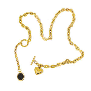 Collana da Donna Trendy Hip-Hop con Ciondolo a Cuore Personalizzato e Catena a Maglie con Chiusura a T e Nappa - 1 Pezzo - Product Image 4