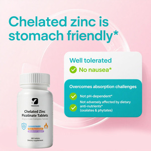 Tabletas de Zinc Picolinado Quelado, Salud Inmunológica, Mejora del Sabor, Apoyo al Metabolismo, Suplemento de Zinc - Product Image 4