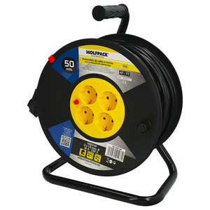 Cavo Industriale Estensibile con 4 Prese, 50 Metri, Cavo 3 x 1,5 mm, con Protezione da Sovraccarico - Product Image 1