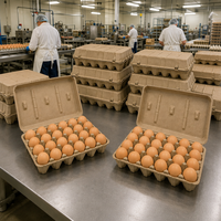 Vente en gros de boîtes à œufs en pulpe moulée à 24 alvéoles avec couvercle, boîte à œufs en papier biodégradable et recyclable pour élevages de poulets et supermarchés