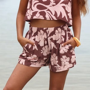 Pantalones Cortos Hawaianos Estampados Personalizados, Pantalones Cortos de Lino 100% con Cintura Elástica Holgada de Lujo, OEM - Product Image 1