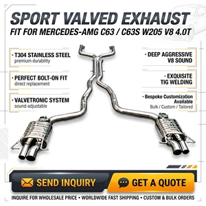 Système d'échappement Valvetronic en acier inoxydable Vortex pour Mercedes C63 AMG W205 V8 avec quatre sorties de silencieux argentées Mod - Product Image 1