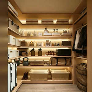 โรงงานขายส่งตู้เสื้อผ้าคุณภาพสูงสำหรับวิลล่าและอพาร์ทเมนต์ ตู้เสื้อผ้าแบบวอล์กอินสไตล์มินิมอลแบบโมดูลาร์สั่งทำได้ - Product Image 1