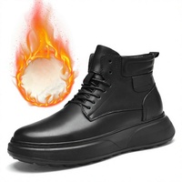 Bottes de loisirs en cuir véritable à lacets, couleur unie, légères, doublure en PU, semelle extérieure MD, respirantes, antidérapantes, chaudes et confortables pour l'hiver