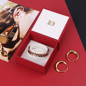 Boyang Custom Logo Printed Red Flip Paper Jewelry <b>Earring</b> Necklace Packaging <b>Box</b> - Product Image 5