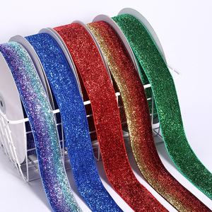 Wholesale Single Side Face Garment Accessories Gold Green Belt Glitter Velvet Riband <strong>Sequin</strong> Velour <strong>Ribbon</strong> - Product Image 2