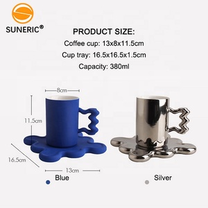 แก้วมัคเซรามิกนอร์ดิกขนาด<span class=keywords><strong>300</strong></span>มล. มีเอกลักษณ์เฉพาะถ้วยกาแฟชาสีฟ้าและจานรองชุดของขวัญ - Product Image 5