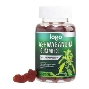 Doğal maca kökü şeker takviyeleri ayı vitamini Ashwagandha Gummies organik Ashwagandha kök destekler 60 sakinleştirici Gummies