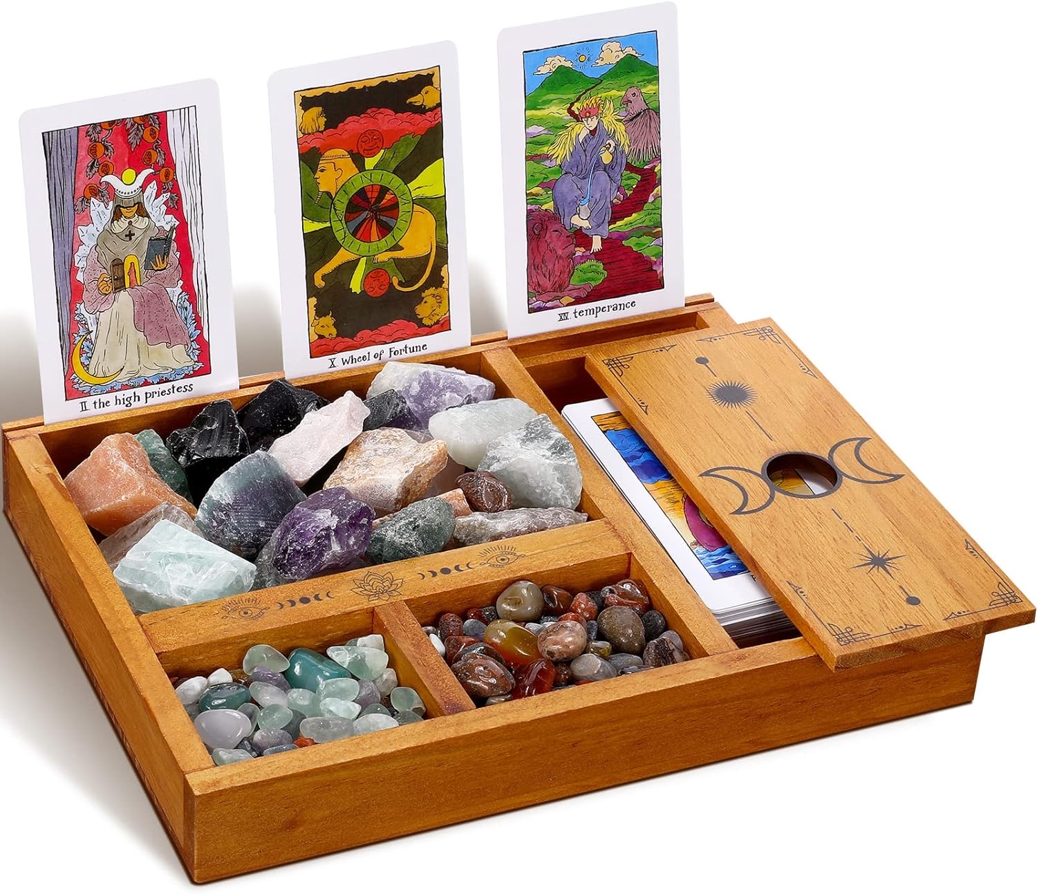 Uozonit Caja de tarot, caja de madera para tarjetas de tarot, caja de madera para guardar tarot, organizador de tarot con tapa deslizante, multifuncional para joyas, piedra, recuerdos, joyas Uozonit Caja de tarot, caja de madera para tarjetas de tarot, caja de madera para guardar tarot, organizador de tarot con tapa deslizante, multifuncional para joyas, piedra, recuerdos, joyas