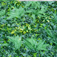 Plantes vertes bioniques simulées, fausses fleurs, gazon artificiel, panneau mural vertical artificiel suspendu, jardin vertical mixte