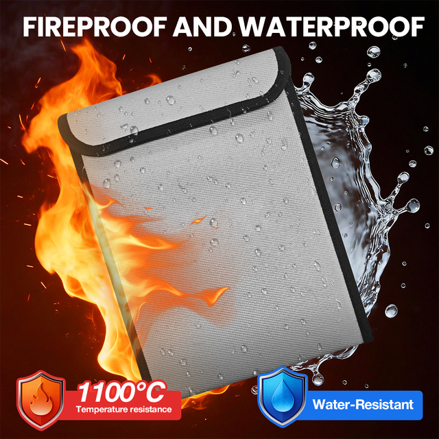 High Silica Fireproof Bag | 1000°C Extreme Temperature Resistance Waterproof Document Pouch for Industrial Data Protection