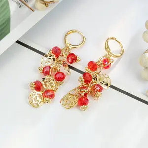Fashion Jewelry Factory Copper Zircon Earring Brass 18k Gold Plated Drop Earring Women Earrings