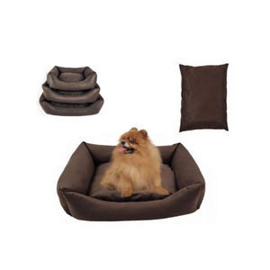 Un paquete completo que incluye una cama elegante para mascotas de gamuza repujada con estampado de tigre de alta gama, en tallas S/M/L, color marrón oscuro. - Product Image 4