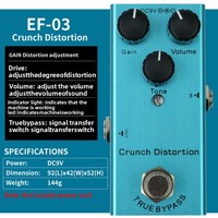 Pédale d'effets pour guitare électrique, vente directe usine, avec fonctions Distortion, Delay/Chorus/Tremolo, contrôle par bouton, modèle professionnel simple