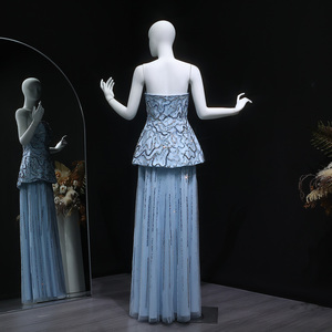 Robe de soirée élégante <span class=keywords><strong>rose</strong></span> pâle en sequins et cristaux Sharon Said SS218, deux pièces, Dubaï, pour femmes, robes de mariée, prix de gros - Product Image 6