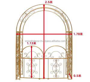 ขาตั้งประตูโลหะสี่เหลี่ยมแบบโค้งตรงจากโรงงานที่ราบรื่นฉากหลังรูปประตูสีทองพร้อมกระจกสำหรับงานแต่งงาน - Product Image 2