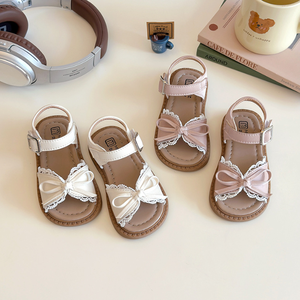 Sandales de princesse à nœud en dentelle mignonnes pour filles, chaussures d'été élégantes et confortables pour enfants - Product Image 2