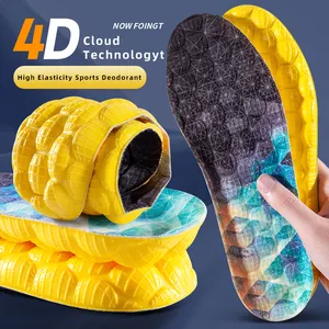 4d Super Zachte Hardloopzool Ademend Hoge Elastische Schoeninzetstukken Pu-Steunzolen Voor Schoenen