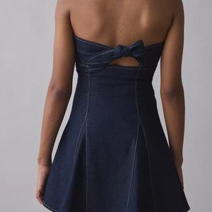 Vente flash, nouvelle robe d'été en denim tendance, sur mesure, pour femmes, mini robe sans manches, sexy, robe moulante pour femmes - Product Image 2