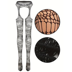 Nuove <span class=keywords><strong>calze</strong></span> sottili da donna in stile europeo americano sopra il ginocchio collant a rete larga a rete <span class=keywords><strong>con</strong></span> combinazione Jacquard giarrettiera cava - Product Image 4