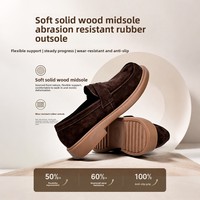 Mocassins d'été en cuir et cachemire pour hommes Brounvanm, à enfiler, semelle extérieure en caoutchouc, résistants à l'usure, antichoc, confortables et respirants