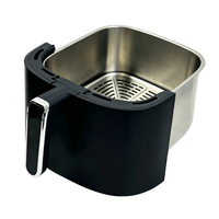 Friteuse à air électrique 6,5 L avec contrôle de la température, minuterie, panier de friture antiadhésif en acier inoxydable, cuisson sans huile, compatible lave-vaisselle