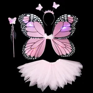 FZ04 3 件套装表演舞台蝴蝶翅膀道具彩色蝴蝶童话服装与 led