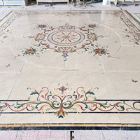 Motif de sol décoratif, jet d'eau personnalisé, fleur, marbre, médaillons pour Villa