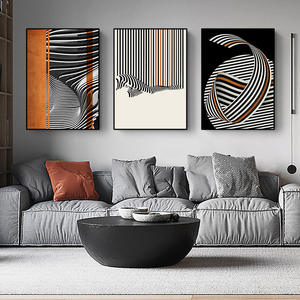 لوحة زخرفية بسيطة حديثة لغرفة المعيشة خطوط تجريدية على الطراز البسيط ورقة مطبوعة من سبائك الألومنيوم للمطعم - Product Image 3
