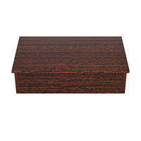 Table de présentation commerciale personnalisée, écologique, à 1 étagère, en grain de bois, avec surface en stratifié mélaminé, profil bas, sur piédestal