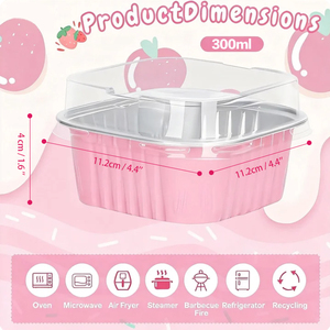 Square 300ml Disposable Aluminum Foil Loaf Cake Baking <strong>Pans</strong> Dessert Cup Aluminum Foil Mini Cake <strong>Pans</strong> <strong>with</strong> <strong>Lids</strong> - Product Image 2