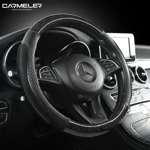 कार्बन फाइबर उच्च गुणवत्ता कस्टम निर्मित pu चमड़े के इंटीरियर सहायक उपकरण लोकप्रिय कार स्टीयरिंग व्हील को कवर करता है
