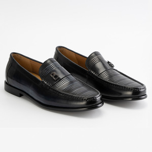 Mocassins en cuir véritable pour hommes, bout rond, à enfiler, respirants, pour le bureau, la carrière, chaussures habillées d'été - Product Image 3