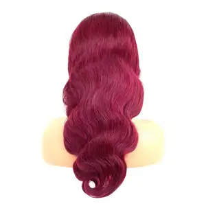 13x6 HD dantel peruk brezilyalı kıvırcık insan saçı peruk bordo kırmızı 99j renkli preplucked vücut dalga dantel ön peruk