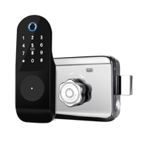 Scanner d'empreintes digitales personnalisé 2023 cadre de porte en fer extérieur alarme télécommande serrure intelligente sans poignée