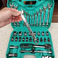 Juego de Llaves de Tubo para Reparación de Automóviles de 37 Piezas, Llave de Trinquete con Barra de Extensión, Llave Combinada con Estuche de Almacenamiento Portátil
