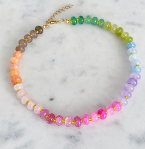 <span class=keywords><strong>Collana</strong></span> con Gemme Colorate, Pietre Naturali e Vetro, Fatta a Mano, Stile Boho Estivo, Gioiello Statement <span class=keywords><strong>per</strong></span> Donne e Ragazze, Ideale <span class=keywords><strong>per</strong></span> le Vacanze - Product Image 5