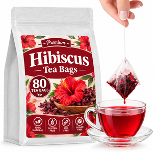 Té <span class=keywords><strong>de</strong></span> Flor <span class=keywords><strong>de</strong></span> <span class=keywords><strong>Hibisco</strong></span>, 80 Bolsitas <span class=keywords><strong>de</strong></span> Té, Rico en Vitamina C y Antocianinas, Bebida Herbal Natural con Fibra Soluble - Product Image 1