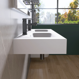 Vasque de salle de bain moderne à poser au sol ou à double vasque, à trou unique, pour lavabo mural – Vente en gros - Product Image 3
