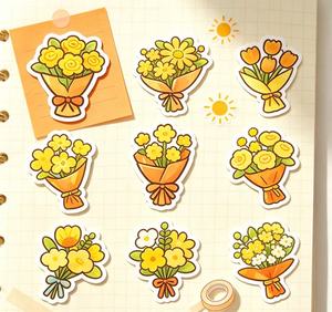 Cute Cartoon Flower Bouquet <b>Stickers</b> Irregular Shape Self Adhesive Die Cut <b>Stickers</b> for Journal <b>Scrapbooking</b> Gift Packaging - Product Image 5